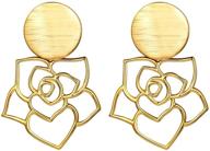 🌿 18k gold/platinum plated women's dangle earrings: tree leaf, rose flower, and pineapple drop studs – lightweight, hypoallergenic plant earrings for women and girls logo