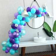 🧜 mermaid tail balloons party supplies 136pcs garland kit with tying tools, decorating strip, points stickers, flower clips, ribbon - ocean theme décor with mermaid tail foil, silver confetti, pearlescent tiffany blue, purple, and white logo