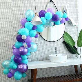img 4 attached to 🧜 Mermaid Tail Balloons Party Supplies 136pcs Garland Kit with Tying Tools, Decorating Strip, Points Stickers, Flower Clips, Ribbon - Ocean Theme Décor with Mermaid tail foil, Silver Confetti, Pearlescent Tiffany Blue, Purple, and White