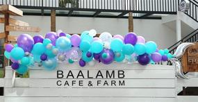 img 3 attached to 🧜 Mermaid Tail Balloons Party Supplies 136pcs Garland Kit with Tying Tools, Decorating Strip, Points Stickers, Flower Clips, Ribbon - Ocean Theme Décor with Mermaid tail foil, Silver Confetti, Pearlescent Tiffany Blue, Purple, and White
