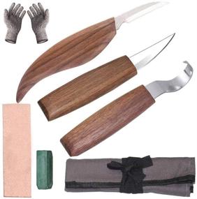 img 4 attached to 🪵 High Manganese Steel Wood Carving Tool Set - 7PCS Cutter Kit with Hook Knife for Woodworking, Complete with Storage Bag and Gloves