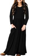 👗 deerose long sleeve maxi dress with pockets for girls - floor length logo