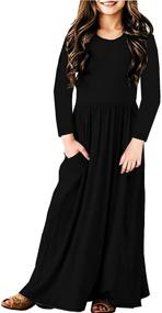 img 4 attached to 👗 Deerose Long Sleeve Maxi Dress with Pockets for Girls - Floor Length