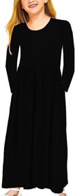 img 2 attached to 👗 Deerose Long Sleeve Maxi Dress with Pockets for Girls - Floor Length