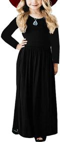 img 3 attached to 👗 Deerose Long Sleeve Maxi Dress with Pockets for Girls - Floor Length