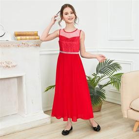 img 3 attached to 👗 Sunny Fashion Girls Rhinestone Chiffon Bridesmaid Dance Ball Maxi Gown