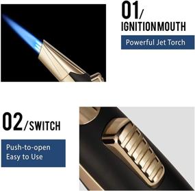 img 3 attached to 🍆 VEXO-Eggplant Torch Lighter: Refillable, Windproof Butane Refill for Grill BBQ Charcoal Candle Camping (Black)