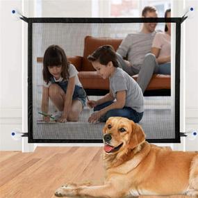 img 1 attached to 🐾 QUV Mesh Dog Gate - Portable Folding Pet Gate for Safety and Convenience, Fits Spaces Between 32 to 43 Inches Wide