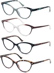 img 3 attached to 👓 HEEYYOK Women's Cateye Reading Glasses Set - Multiple Colors - Comfortable Spring Hinge - 4 Mix Color Options - Strength 1.75