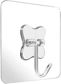 img 4 attached to 🧲 CH &amp; ME Adhesive Wall Hooks 13.2lb(Max) - Stainless Steel Utility Hook for Towel, Bathrobe, Coats - Water and Oil Resistant, Transparent Heavy Duty Hook for Bathroom, Kitchen - Nail Free Wall-Mounted Hook &amp; Ceiling Hanger