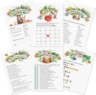 🎉 woodland baby shower games set - fun gender reveal activities for boys and girls - 6 games for 50 guests (300 sheets) - party starter kit! logo