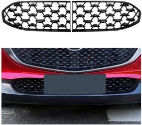 img 4 attached to 🚘 CDEFG CX30 Front Grill Mesh Inserts Trims Guard for 2019-2021 Mazda CX30 - Car Exterior Accessories, ABS Material (2PCS) - 300MM CX30 Grille