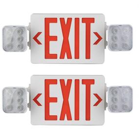 img 4 attached to AmazonCommercial Emergency Exit Sign with Battery 🔋 Backup - 2-Pack, Adjustable Heads, 2 LED Emergency Lights