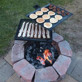 img 3 attached to 🔥 GameMaker Open Fire Cooking Grill & Skillet Combo: Portable Camping Grill for Firepit Cooking, Outdoor Fire Rings, and Campfires