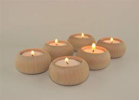 img 4 attached to 🕯️ Wood Candle Holders Set of 6- Ideal for Votives, Tea Lights, and Home Décor