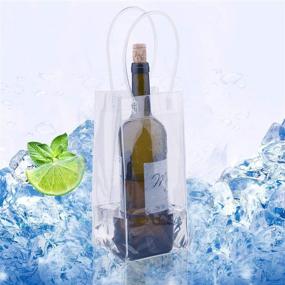 img 1 attached to Wine Ice Bag - Sdootjewelry 12 Pack of PVC Transparent Clear Wine Bottles Bag with Handle - Ideal for White Wine, Champagne, Cold Beer, and Chilled Beverages