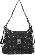 rivet skull handbag women shoulder logo