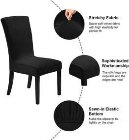 img 1 attached to 🪑 Velvet Dining Chair Covers set of 6, Stretchable Chair Slipcovers for Dining Room, Washable Kitchen Chair Protectors, Elegant Home and Banquet Decor (Black, Pack of 6)