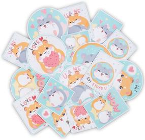 img 4 attached to Navy Peony Friendly Pet Hamster Sticker Set (18-Pack) - 🐹 Waterproof, Durable, Love Themed Stickers for Planners, Laptops, Water Bottles, and More!
