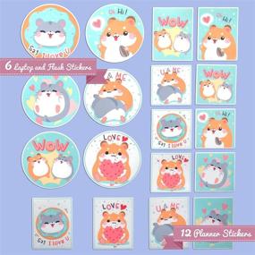 img 3 attached to Navy Peony Friendly Pet Hamster Sticker Set (18-Pack) - 🐹 Waterproof, Durable, Love Themed Stickers for Planners, Laptops, Water Bottles, and More!