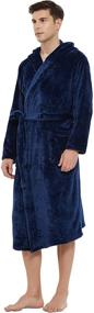 img 2 attached to U2SKIIN Men's Fleece Hooded Plush Bathrobe for Sleep & Lounge