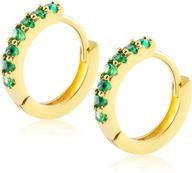 stylish 18k gold small hoop earrings with minimalist crystal accents - perfect for women and girls logo