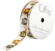 ✂️ offray cream owls craft ribbon - 7/8-inch x 9-feet - enhance your crafting projects! logo