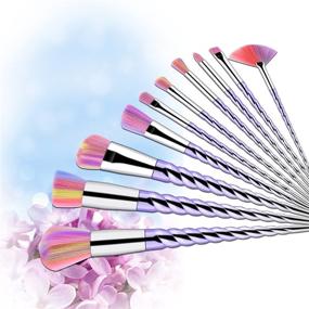 img 3 attached to TTRWIN Unicorn Makeup Brushes 10pcs – Professional Fantasy Makeup Tools with Unicorn Horn Shaped Handles for Foundation, Powder, Eyeshadow, Blending, and Concealer Cosmetics