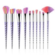 ttrwin unicorn makeup brushes 10pcs – professional fantasy makeup tools with unicorn horn shaped handles for foundation, powder, eyeshadow, blending, and concealer cosmetics logo