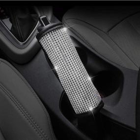 img 1 attached to 💎 Bling Bling Auto Seat Belt Cover & Car Decor Accessory Set for Women - Luster Crystal Diamond Handbrake Cover, Shift Gear Cover, and more!