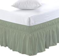 🛏️ threads collection: 600 thread count - wrinkle &amp; fade resistant egyptian quality bed skirt - full size with 15-inch drop - sage green logo
