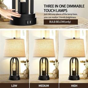 img 1 attached to 💡 Pair of 2 Table Lamps: 3-Way Dimmable Touch Lamp, Bedside Lamp with USB Ports, Industrial Bedroom Lamps for Living Room, Black Nightstand Lamp, Desk Lamp, Bed Lamp for Reading, Office, Dorm