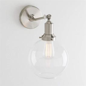 img 1 attached to 💡 Vintage Brushed Industrial Wall Mount Sconce with 7.9&#34; Clear Glass Shade - Single Pole Round Globe Light Fixture