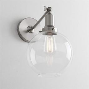 img 2 attached to 💡 Vintage Brushed Industrial Wall Mount Sconce with 7.9&#34; Clear Glass Shade - Single Pole Round Globe Light Fixture