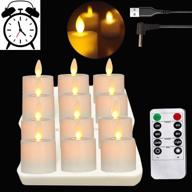 brilliant flickering led tea lights: rechargeable, realistic flameless candles with moving wick - pack of 12, remote control, usb charging - perfect for christmas, halloween, and gifting логотип