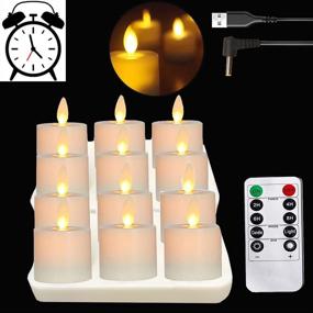 img 4 attached to Brilliant Flickering LED Tea Lights: Rechargeable, Realistic Flameless Candles with Moving Wick - Pack of 12, Remote Control, USB Charging - Perfect for Christmas, Halloween, and Gifting