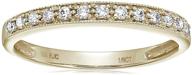 10k yellow gold petite milgrain diamond wedding band - vir jewels 1/6 cttw logo