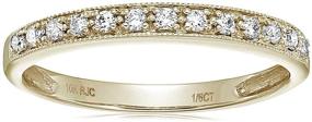 img 4 attached to 10K Yellow Gold Petite Milgrain Diamond Wedding Band - Vir Jewels 1/6 cttw