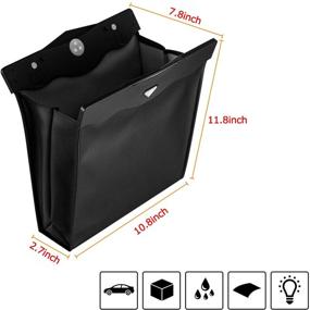 img 2 attached to 🚗 Waterproof Collapsible Car Trash Can with Artificial Leather Storage Pocket, Hanging Reusable Garbage Bag for Travel, Portable Seat Back Garbage Bin with LED Light
