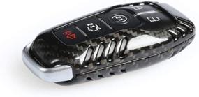 img 2 attached to 🔑 Black Topsmart Real Carbon Fiber Remote Key Cover for Ford Mustang 5 Button, enhancing keyless access