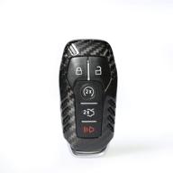 🔑 black topsmart real carbon fiber remote key cover for ford mustang 5 button, enhancing keyless access logo