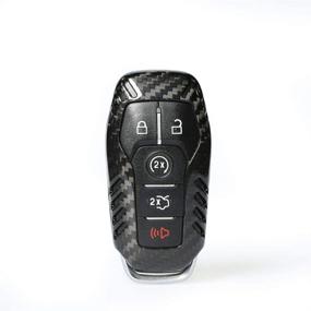 img 4 attached to 🔑 Black Topsmart Real Carbon Fiber Remote Key Cover for Ford Mustang 5 Button, enhancing keyless access