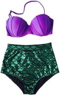 🧜 blugibedramsh women's glitter mermaid bikini: sparkle in this sexy high waist swimsuit logo