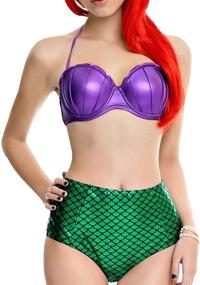 img 1 attached to 🧜 Blugibedramsh Women's Glitter Mermaid Bikini: Sparkle in this Sexy High Waist Swimsuit