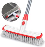 🧹 adjustable long handle floor scrub brush: 2-in-1 scraper and stiff bristle shower cleaning brush for deck, bathroom, kitchen, tub, patio, tile, grout, swimming pool, garages logo