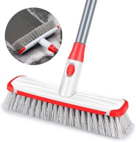 img 4 attached to 🧹 Adjustable Long Handle Floor Scrub Brush: 2-in-1 Scraper and Stiff Bristle Shower Cleaning Brush for Deck, Bathroom, Kitchen, Tub, Patio, Tile, Grout, Swimming Pool, Garages