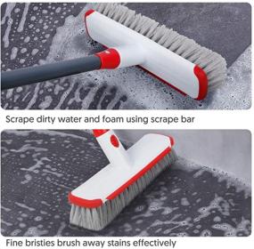 img 3 attached to 🧹 Adjustable Long Handle Floor Scrub Brush: 2-in-1 Scraper and Stiff Bristle Shower Cleaning Brush for Deck, Bathroom, Kitchen, Tub, Patio, Tile, Grout, Swimming Pool, Garages