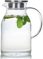 68 ounce glass pitcher with lid - heat-resistant water jug for hot/cold water, ice tea, and juice beverages logo