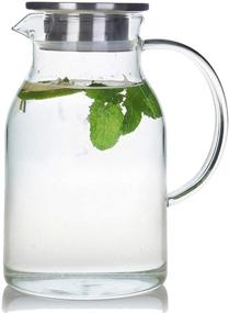 img 4 attached to 68 Ounce Glass Pitcher with Lid - Heat-Resistant Water Jug for Hot/Cold Water, Ice Tea, and Juice Beverages