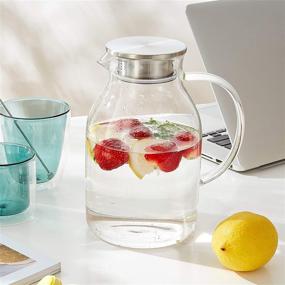 img 2 attached to 68 Ounce Glass Pitcher with Lid - Heat-Resistant Water Jug for Hot/Cold Water, Ice Tea, and Juice Beverages